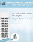 Ardell Seamless Underlash Lash Extensions Kit - DIY Lash Clusters, Faux Mink D-Curl, Natural Look Eyelash Extension, 32 Count, 1-Pack