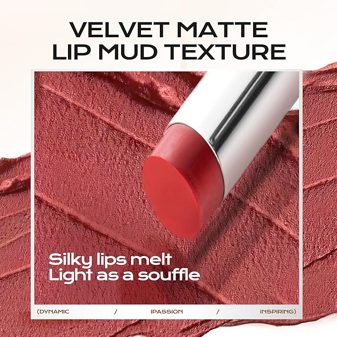 Mistine Lipstick Thai Latte Sheer Creamy Rouge Velevt Matte Finish Lipstick for Women Non-sticky C02 Ness Rum 3.5g 1 Count