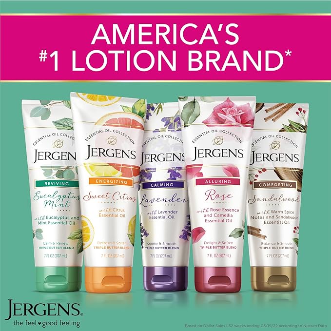Jergens Lavender Body Butter Hand and Body Lotion, Moisturizer for Women, with Essential Oils for Indulgent Moisturization, 7 Oz