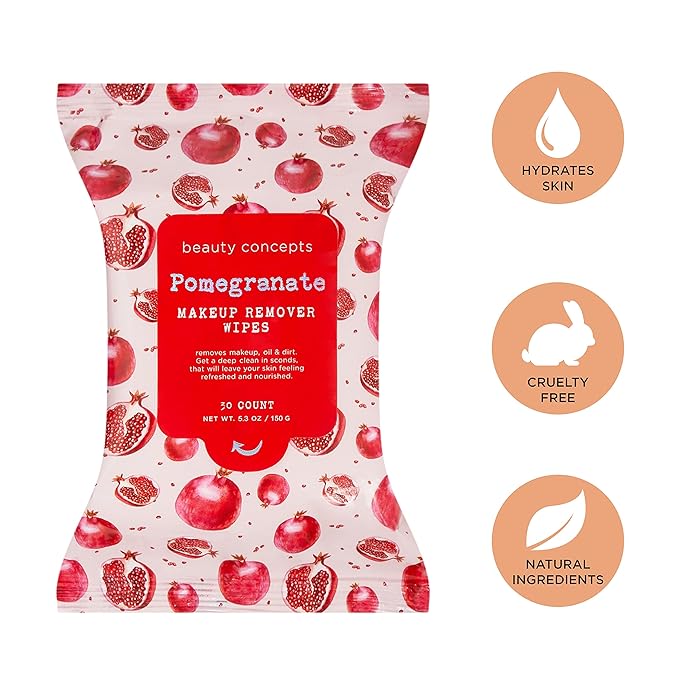 Beauty Concepts Facial Wipe Set - Packs of Face Wipes, Makeup Removing Wipes, Pomegranate, Citrus, Pineapple, and Orange Face