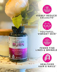 Multi Collagen Burn: Multi-Type Hydrolyzed Protein Peptides with Hyaluronic Acid, Vitamin C, SOD B Dimpless, Types I, II, III, V and X, Caffeine-Free (Unflavored Capsules)