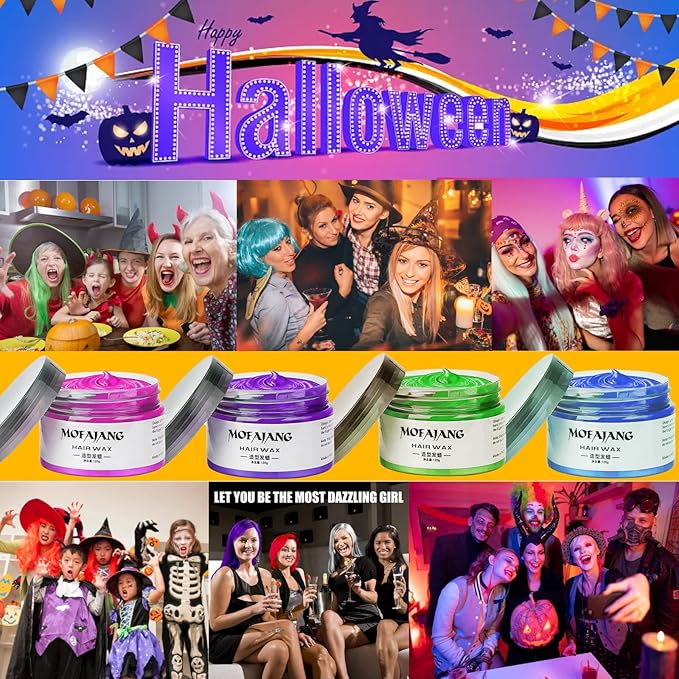 Temporary Hair Color Chalk For Kids, Hair Wax Color For 4 5 6 7 8 9 Year Old Girl Gifts, Birthday,Party, Cosplay DIY, Children's Day, Halloween, Christmas (4, Pink Purple Blue Green)