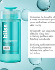 Bliss Clear Genius Clarifying Toner + Serum - 4.3 Fl Oz - Purifies Pores, Tones, Calms & Clears Skin - Salicylic Acid, Niacinamide & Witch Hazel - Clean Paraben Free - Vegan & Cruelty-Free