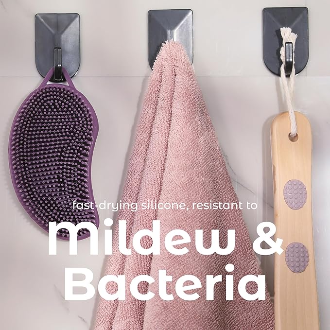 MainBasics Silicone Body Scrubber – Dual-Sided Shower & Scalp Scrubber, Gentle Silicone Loofah Alternative for Deep Clean (Purple, Scalp)