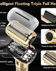 Professional Hair Clippers for Man,Electric Shavers Razor T-Blade Hair Trimmer, Men’s Grooming Kit Cordless Barber Trimmer Bald Shavers with 4 Guides & 3 Foil Head (Bronze)