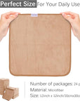 Cosy Family 24 Pack Soft Washcloths Set - 12 x 12 inches, Quick Drying - Highly Absorbent Coral Velvet Fingertip Towel Bathroom Wash Clothes for Bath, Spa, Facial, Kitchen - Brown