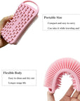 2 PC Silicone Exfoliating Body Scrubber, 2 in 1 Silicone Body Shampoo Brush, Soft Silicone Loofah for Sensitive Skin, Shower Silicone Hair Scalp Massager, Easy to Clean, Lather Well (Pink&Blue)