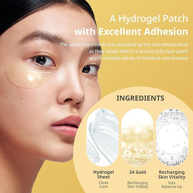[K Beauty Snp] 24K Gold Firming Eye Patch | 11,900mg of Collagen with 24K Gold | Tightening and Hydrating for All Skin | Under Eye Patches for Dark Circles | Korean Skincare Eye Mask | 60 Patches