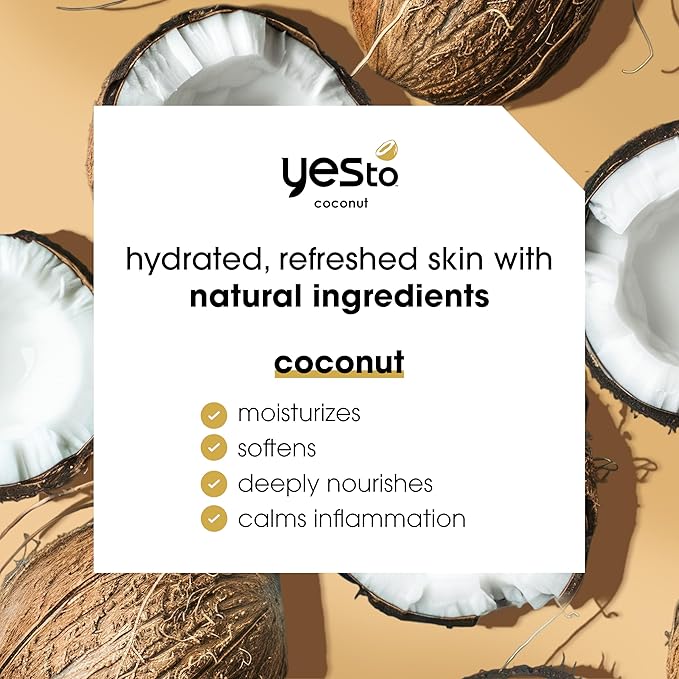 Yes To Face Wipes for Women and Men, Restoring Facial Cleansing Wipes for use as a Make Up Remover, Cleaning, Soothing, Coconut (Pack of 2)