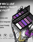 Purple Eyeshadow Palette with Mirror Lilac Violet Plum Tones Matte Shimmer Glitter 6 Colors Mini Eye Shadow Pallet Travel Size Highly Pigmented for Fairy Witch Goth Halloween Costume Makeup
