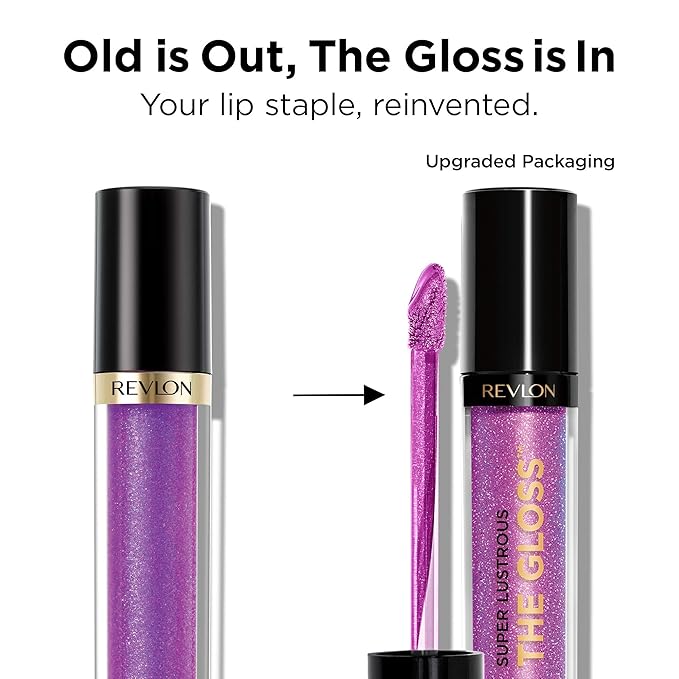 Revlon Super Lustrous Lip Gloss, Non-Sticky, Hydrating, High Shine Finish, 302 Glazing Lilac, 0.13 oz