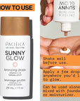Pacifica Sunny Glow Liquid Face Bronzer Drops - Face Makeup Bronzing For Face & Cheeks for Instant Sun-Kissed Glow - Vitamin C & Glycolic Acid Infused Liquid Bronzer Illuminating Highlighting Clean