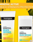 Neutrogena Purescreen+ Mineral Beach Defense On-The-Go Body Sunscreen Stick with Broad Spectrum SPF 50, Water Resistant UVA/UVB Protection, Absorbs Quickly & Dries Clear, 1.5 oz