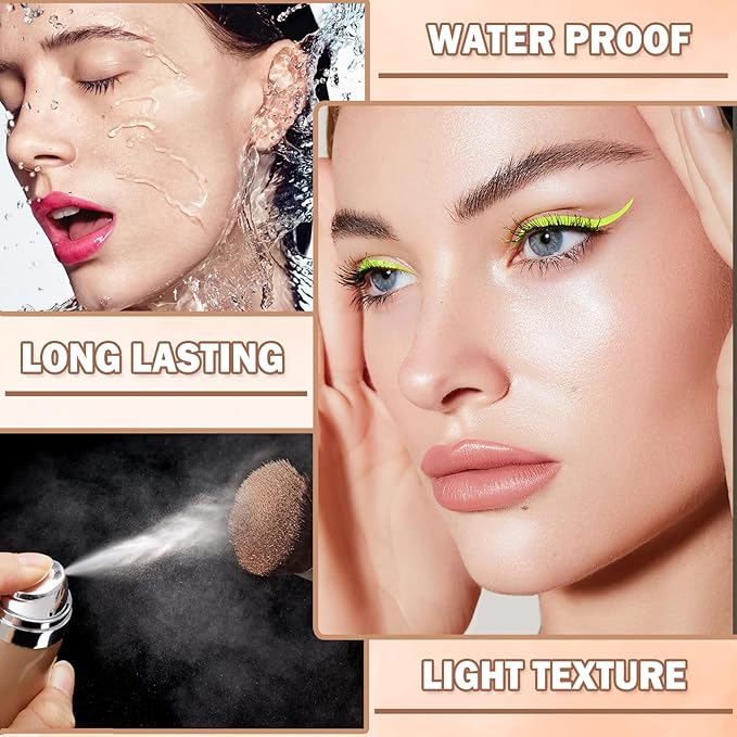 AWCCXMYM Flawless AirBrush Foundation High Coverage Foundation Smooth Creamy Matte Spray Foundation Makeup Kit For Mature Skin With Natural Nude Finish #Natural/Warm Porcelain