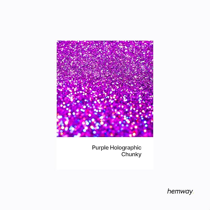 Hemway Eco Friendly Biodegradable Glitter 100g / 3.5oz Bio Cosmetic Safe Sparkle Vegan for Face, Eyeshadow, Body, Hair, Nail and Festival Makeup - Chunky (1/40" 0.025" 0.6mm) - Purple Holographic
