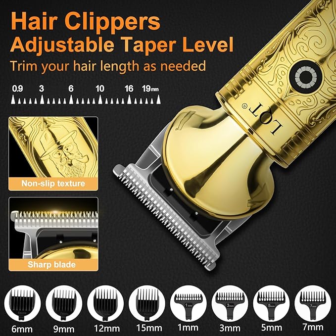 LQT® Hair Clippers for Men Professional with Beard Trimmer, Barber Clippers and Trimmers Set, Electric Razor Shavers for Men, Cordless Mens Grooming Kit for Nose, Face, Hair, Gifts