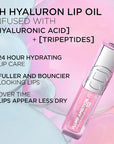 L'Oreal Paris Plump Ambition pH Hyaluron Lip Oil, Color Shifting Lip Tint with 24HR Hydration, Volumizing Shine and Lasting Color, 010 pH Cristal Ice
