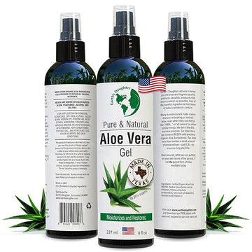 Earth’s Daughter Organic Aloe Vera Gel from Fresh Cut 100% Pure Organic Aloe leaves – Fast Absorbing for Face, Skin, Hair & Body – Vegan, Unscented, Natural - 8 Oz USA Made