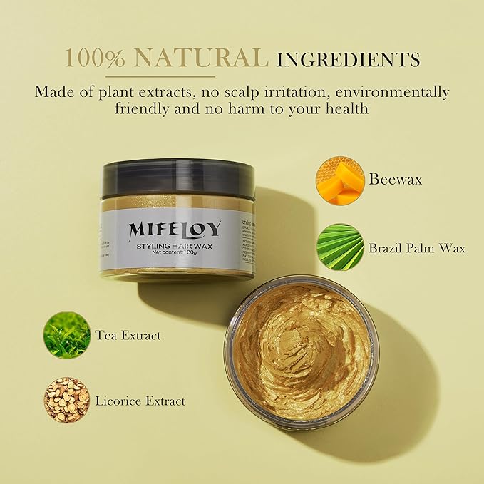Temporary Gold Hair Spray Color Wax 4.23 oz, Golden Instant Natural Hairstyle Cream Dye, Disposable Coloring Mud for Men Women Youth, Washable Styling Pomades, Party Cosplay DIY Halloween