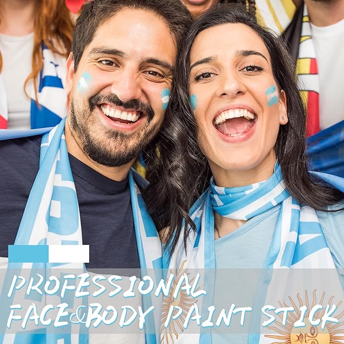 Light Blue and White Face Body Paint Stick, White Foundation Makeup, Eye Black Stick for Sports, Professional Halloween Face Makeup Kit for Zombie Clown Vampire Avatar Sally Corpse Bride Joker