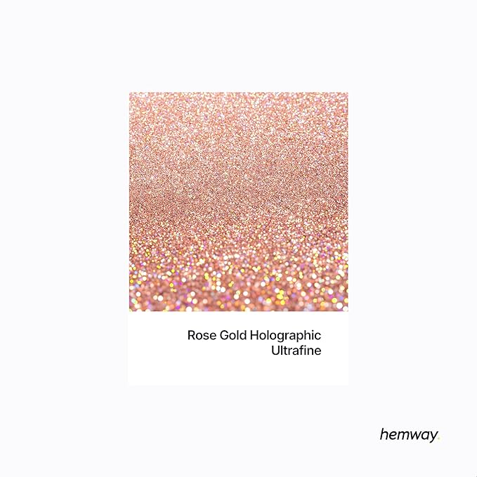 Hemway Eco Friendly Biodegradable Glitter 100g / 3.5oz Bio Cosmetic Safe Sparkle Vegan for Face, Eyeshadow, Body, Hair, Nail and Festival - Ultrafine (1/128" 0.008" 0.2mm) - Rose Gold Holographic