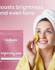 Brightening Eveloria Turmeric & Kojic Acid 30 Face Pads – Gentle Exfoliating & Cleansing Pads for Dark Spots, Uneven Tone & Dull Skin – Natural Glow with Turmeric, Kojic Acid & Vitamin C