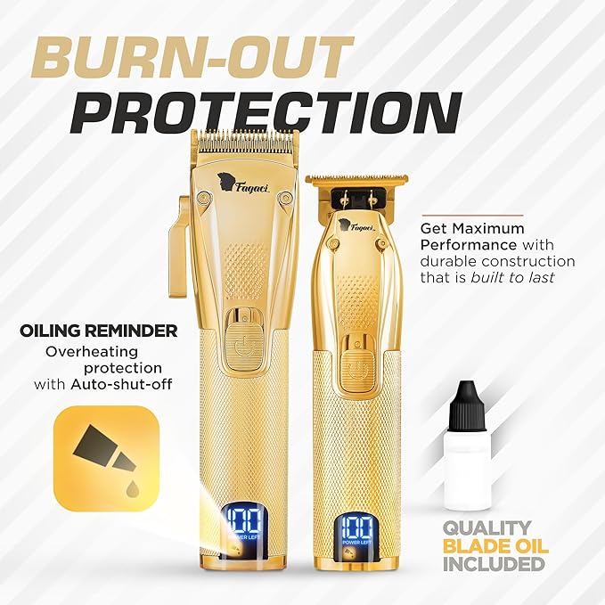 Fagaci Professional Hair Clippers for Men Set Turbo Power with Precise Cutting, Barber Clippers for Hair Cutting, Cordless Hair Clippers and Trimmers Set, Maquina de Cortar Cabello, Haircut Barber Kit