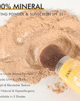 Mineral Powder Sunscreen Setting Makeup - SPF 35 Brush On Sunscreen for Face & Scalp & Hair, Natural Matte Loose Finishing Powder, Oil Control Lightweight Breathable (#04 Medium)