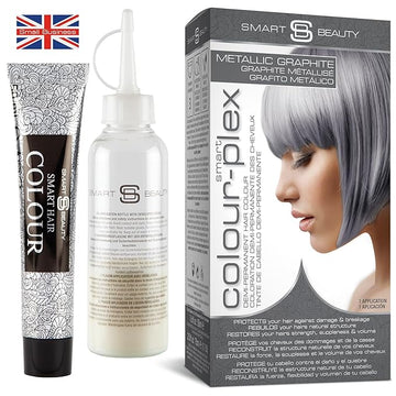 Metallic Graphite Gray Hair Dye Demi-Permanent, Grey Toner for Bleached Hair, Anti-Breakage Plex Hair Care, Vegan & Cruelty-Free, 100% Gray Coverage, Silver Hair Color by Smart Beauty