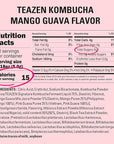 TEAZEN Mango Guava Kombucha Tea, Hydration Drink Mix, Sugar Free, Live Probiotics & Prebiotics, 30 Sticks, 5.29oz