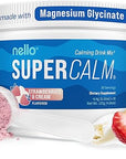 Nello Supercalm Powdered Drink Mix Tub, Cortisol Reducer* and Sleep Aid Supplement, L Theanine, Ksm-66 Ashwagandha, Magnesium Glycinate, Vitamin D 3, No Sugar, Non GMO, 30 Ct, Strawberries & Cream