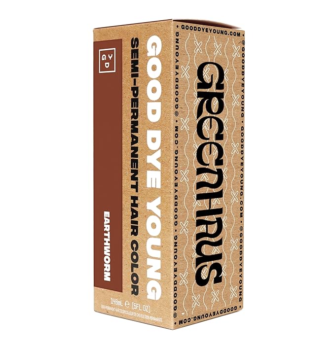 Good Dye Young Semi-Permanent Hair Color, Vegan and Cruelty-Free Brown Hair Dye, Last up to 24 Washes, Non-Damaging Conditioning Hair Color (5FL OZ, Earthworm)