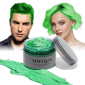 Temporary Green Hair Spray Color Wax 4.23 oz, Instant Natural Hairstyle Cream Dye, Disposable Coloring Mud for Men Women Youth, Washable Styling Pomades, Party Cosplay DIY Halloween
