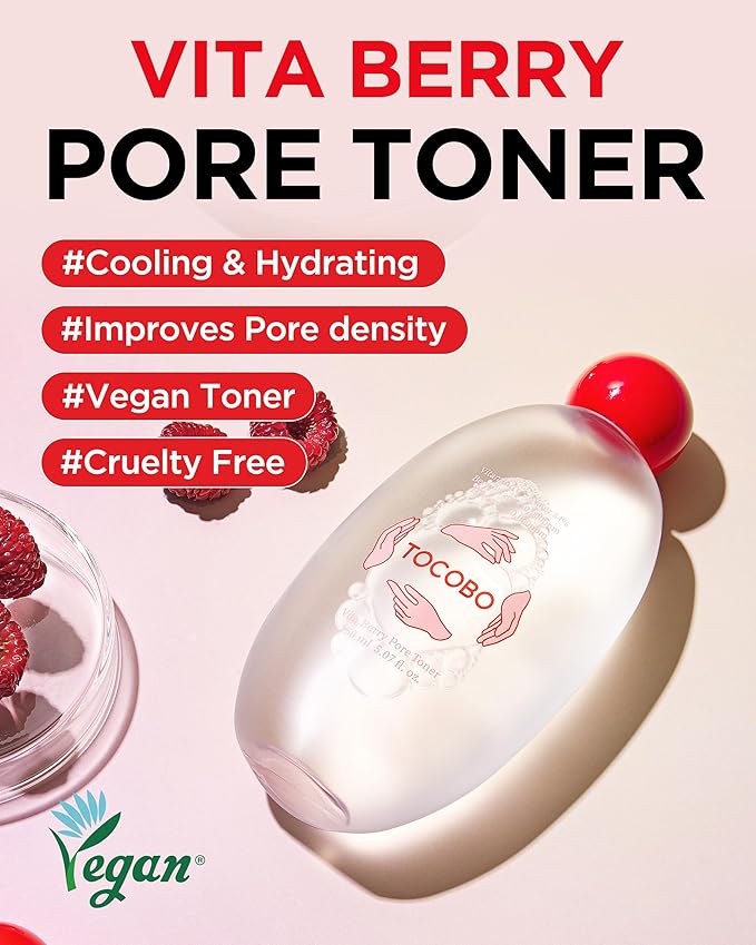 Vita Berry Pore Toner – Korean Pore-Refining & Balancing Toner with Berry Extracts – Controls Sebum, Minimizes Pores, and Hydrates – Gentle Daily Formula for Oily & Sensitive Skin, 5.07 fl.oz