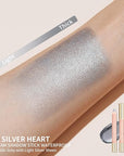 Oulac Silver Glitter Eyeshadow Pencil - Waterproof Eye Shadow Stick Smooth and Long Lasting, Shimmering Glitter Finish, Blendable Eyes Makeup, Vegan & Cruelty-Free 3.8g, (09) Silver Heart