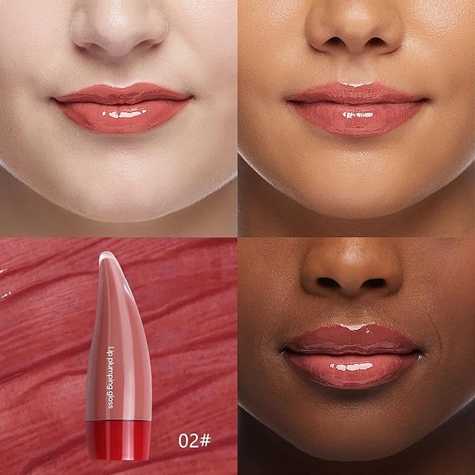 Juicy Lip Plumping Gloss, Orange Tinted Lip Gloss Lip Plumper, Hydrating Moisturizing Lip Tint Stain,Highly Pigmented Shine Glossy Lip Oil, Long-Lasting Lip Gloss For Women Girls Dry Lip Care-02#