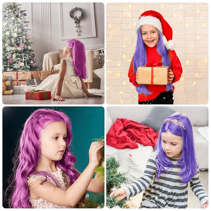 MSDADA New Hair Chalk Comb Temporary Hair Color Dye for Girls Kids with Light Color Hair, Washable Hair Chalk for Girls Age 4 5 6 7 8 9 10 Birthday Cosplay DIY, Easter (Purple & Pink)