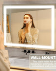 FENNIO 23" x 18" Vanity Mirror with Lights，LED Makeup Mirror，Hollywood Mirror with 3 Color Modes & Adjustable Brightness，Vanity Mirror Square White