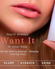 Côte Beauty's Peptide Lip Shine in Branson, Ultra Hydrating & Long-Lasting Coral Plumping Lip Gloss for Women with Hyaluronic Acid, Shea Butter & Jojoba Oil, Vegan & Cruelty-Free, 0.12 Fl Oz