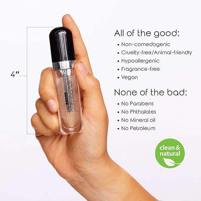 Frilliance Lip Duo Moisturizing Natural Lip Gloss Crystal Clear, Neutral Bliss, Cruelty Free Hypoallergenic All Skin Types