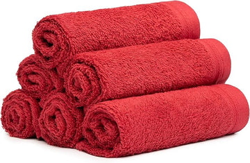 100% Cotton Washcloths Set 13” x 13” | Burgundy Towels | Set of 6 Ultra Soft and Highly Absorbent Washcloths Sets for Bathroom, Gym, Hotel, Spa | Machine Washable Face Towel