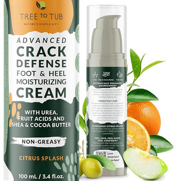 Tree to Tub Foot Cream for Dry Cracked Heels and Feet - Foot Lotion for Dry Cracked Feet, Non-Greasy Moisturizer Urea Cream w/Softening Shea Cocoa Butter, Citrus Foot Care for Women & Men