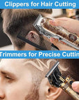 Suttik Hair Clippers and Trimmers Set for Men, Professional Cordless Barber Clippers for Hair Cutting, Beard Trimmer Hair Cutting Kit with T-Blade Close Cutting Trimmer