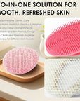 INNERNEED Food-Grade Silicone Body Scrubber Gentle Cleansing Brush with Exfoliating Net Sponge Bath Scrubbing Washcloth Case, More Hygienic and Well Lather (Pink Set)