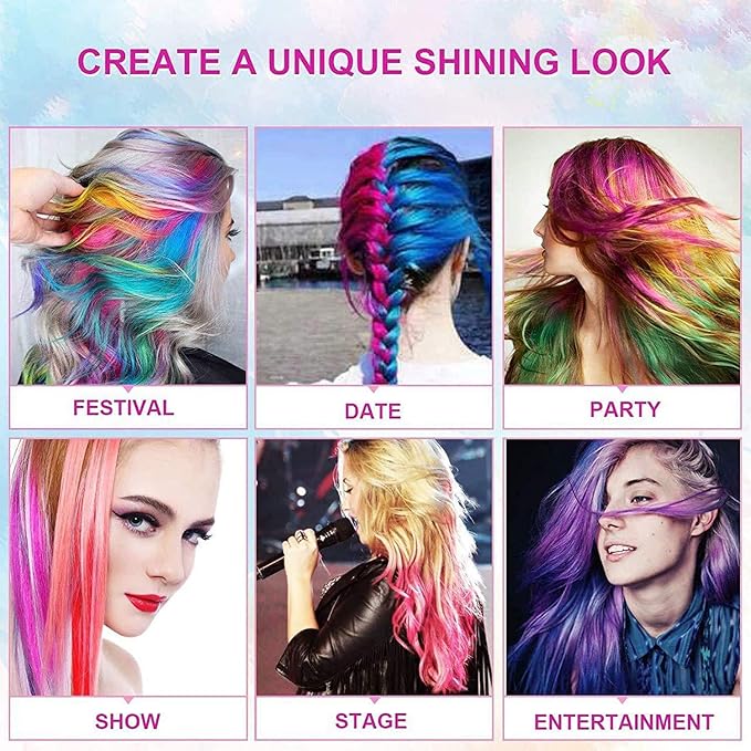Temporary Hair Color Mascara Washable Hair Dye Stick Non-toxic Instant Hair Chalk Dye for Girls Women (8PCS MULTI)