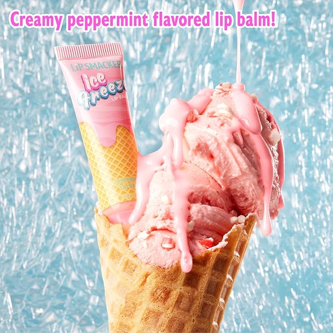 Lip Smacker Ice Freeze Balm, Ultra-Hydrating & Cooling Lip Balm with Refreshing Flavor, Sheer Tint & Minty Sensation, Soft-Served Creamy Formula, Moisturizing & Nourishing Lip Care - Peppermint