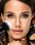 Makeup Brush Kabuki Face Brushes Retractable Travel Blush Brush Portable Flawless for Foundation, Powder Blush, Bronzer, Buffing, Liquid, Cream, Cruelty Free with Cover(Round-Head)