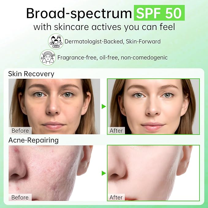 Tinted Sunscreen for Face & Body – Madagascar Centella SPF 50+, Mineral with Tinted Moisturizer, Hyaluronic Acid & Niacinamide, Lightweight Korean Skin Care Sunblock, 50ml