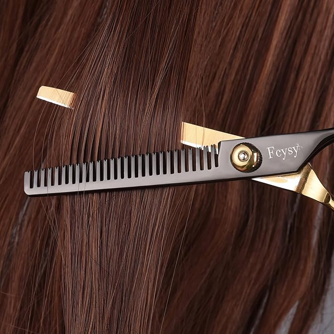 Professional Scissors for Hair, Fcysy Hair Cutting Shears Kit Barber Hairdresser Shears Thinning Scissors Set Straight Edge Razor Salon Supplies for Men, Tijeras De Peluqueria Profesional