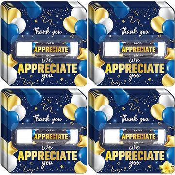 30 Pack Thank You Lip Balm Gifts Bulk, Blue Gold Moisturizing Nourishing Lip Balm Gifts, Appreciation Party Favor for Women Man Coworker Employee We Appreciate You Baby Shower Birthday Party Supplies